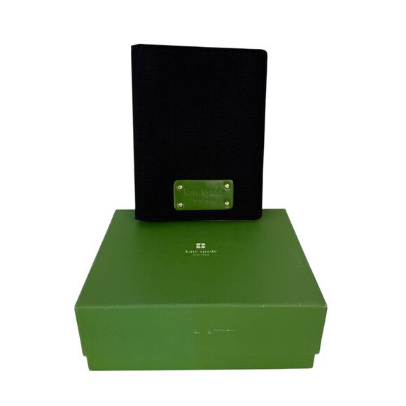 Kate Spade Elyce Black Green Canvas Brag Book Photo Album with Box 6.5" x 5" - Picture 1 of 13